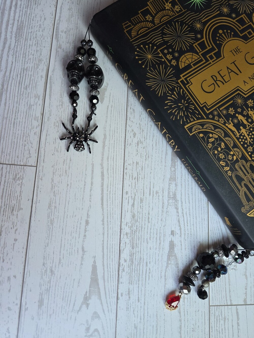 Handmade Black Beaded Spider Bookmark - Unbranded
